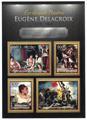 AFRICA CENTRALA 2013 - Picturi, Eugene Delacroix /set complet - colita+bloc MNH foto