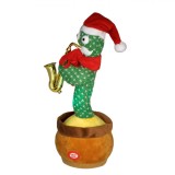 Jucărie Interactivă Crăciun, Cactus, 30cm, C&acirc;ntă și Repetă cu LED, Multicolor