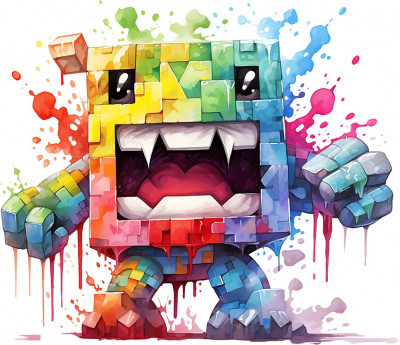 Sticker decorativ, Minecraft, Multicolor, 1376STK-14 foto