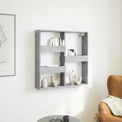Gossi dulap de perete, gri beton, 80x15x80 cm, lemn prelucrat foto