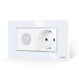 Cumpara ieftin Senzor de Miscare 2M si Priza Schuko LUXION cu Rama din Sticla, Standard Italian, 4M SmartElectro IntelligentHouse