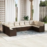 VidaXL Set de canapele pentru grădină 10 pcs Maro și alb Rattan poli