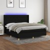 VidaXL Pat cu arcuri, saltea și LED, negru, 160x200 cm, textil 3139127
