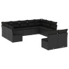 Set canapele de gradina cu perne, 11 piese, negru, poliratan