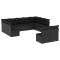 Set canapele de gradina cu perne, 11 piese, negru, poliratan