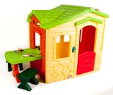 Cumpara ieftin Casuta Copii Little Tikes Picnic cu Terasa Natural (Crem) +19 Accesorii, Sonerie, Masa, Scaune. Recomandat 1.5-5 Ani