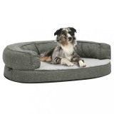 Cumpara ieftin Saltea ergonomică pat de c&acirc;ini, gri, 90x64 cm, aspect in/fleece