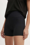 Dkny pantaloni scurti femei, culoarea negru, neted, high waist, DP4S5172