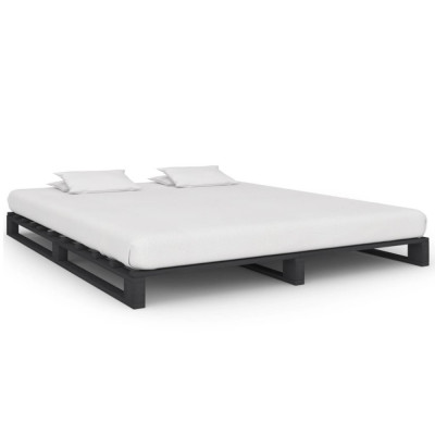 vidaXL Cadru de pat din paleți, gri, 180 x 200 cm, lemn masiv de pin foto