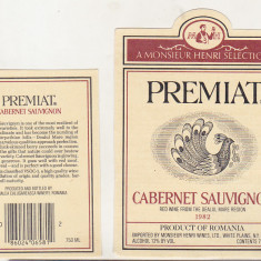 Etichete de vin - Premiat - Cabernet Sauvignon - 1982 - Valea Calugaresca