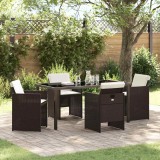 VidaXL Set de masă pentru grădină cu pernă 5 pcs Maro Rattan poli