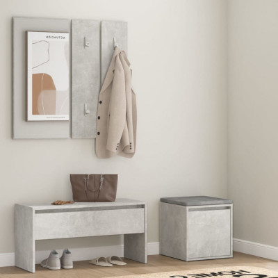 vidaXL Set de mobilier pentru hol, gri beton, lemn prelucrat foto