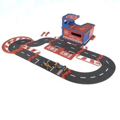 Set de constructie Garaj modular cu pista si 2 masini de curse Croc Toys foto