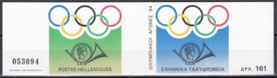 Grecia 1984 - Jocurile Olimpice - Los Angeles, Carnet, 2 Poze, MNH foto