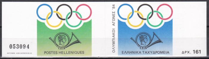 Grecia 1984 - Jocurile Olimpice - Los Angeles, Carnet, 2 Poze, MNH