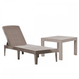 Cumpara ieftin Set șezlonguri de grădină Jaipur cu masă Rosario cappuccino