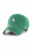47brand șapcă de baseball din bumbac MLB Los Angeles Dodgers culoarea verde, cu imprimeu B-BSRNR12GWS-KYA, 47 Brand