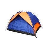 Cort camping 2 persoane albastru-portocaliu pliabil automat pop-up 2 intrari, impermeabil cu protectie UV si plasa anti-insecte 200x200x145cm