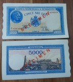 REPRODUCERE bancnota specimen 1943-5000_lei_ Romania