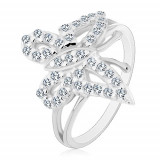Inel din argint 925 - fluture din cristale rotunde, strălucitoare de zirconiu - Marime inel: 55