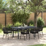 vidaXL Set de mese pentru grădină 7 pcs Negru Mare Metal &amp; Sfoară