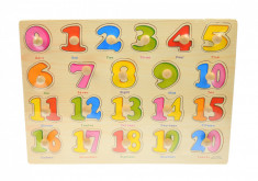 Tabla din lemn, jucarie cu cifre colorate, de la 1 la 20 - A3002 foto