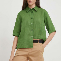 United Colors of Benetton camasa de in culoarea verde, cu guler clasic, regular