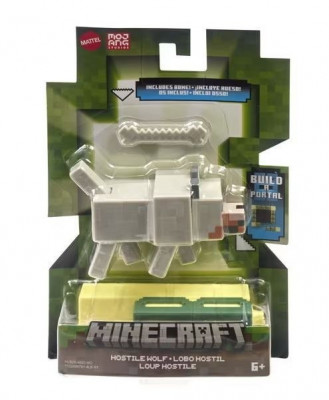 MINECRAFT CRAFT A BLOCK FIGURINA STRONGHOLD HOSTILE WOLF 8CM foto