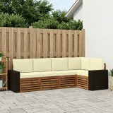 vidaXL Set canapea sectională gradina lemn masiv acacia natural crem cu perne confortabile