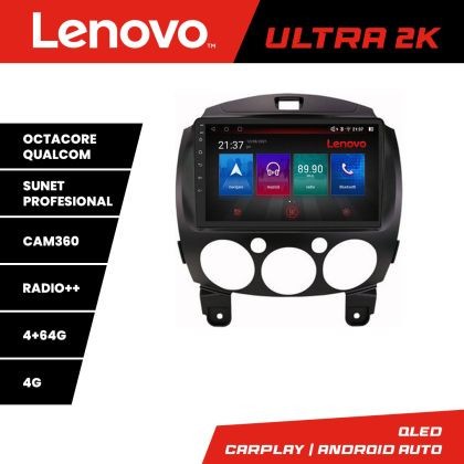 Navigatie Mazda 2 2007-2013 Android radio gps internet 8 core QLED Qualcomm 4+64 360 Lenovo CarStore Technology