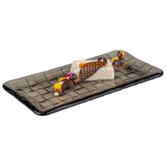 Platou sushi din sticla gri, Takashi, 26 x 13 cm x 1.5 cm