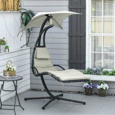 Outsunny Sezlong Suspendat Relax Chaise Longue de Lux cu Acoperis, Gri foto