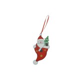 Ornament de brad mos craciun in caciula, flippy, rosu, lemn, 14 cm