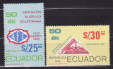 ECUADOR 1985 ANIVERSARI 50 DE ANI ASOCIATIA FILATELICA ECUATORIANA SERIE MNH, Nestampilat