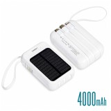 Powerbank cu panou solar 4 cabluri de &icirc;ncărcare 4000mAH
