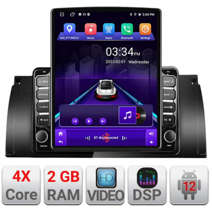 Navigatie dedicata BMW E39 si E53 K-082 ecran tip TESLA 9.7&quot; cu Android Radio Bluetooth Internet GPS WIFI 2+32 DSP Quad Core CarStore Technology