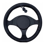Husa Volan Piele Naturala Neagra 37-38 cm Antiderapanta Priza Ferma Confort Premium Protejare Volan Auto Eleganta Interior