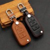 Husa Piele Cheie VW Golf 4 5 6 Passat Bora Polo Touran Tiguan +Agatatoare - Negru/Maro