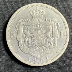 Moneda 5 lei 1901 argint