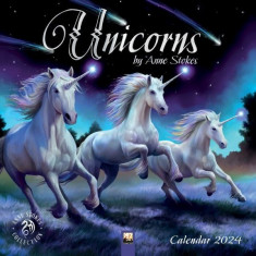 Calendar 2024 de perete Anne Stokes - Unicorni