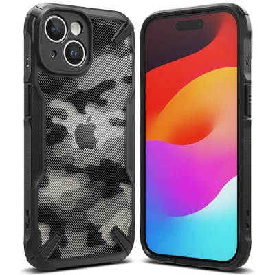 Husa pentru iPhone 15 Plus - Ringke Fusion X Design - Camo Black foto