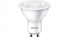 Set de 3 spot-uri Led Philips GU10, 4.7W (50W), 220-240V, lumina calda 2700K, 345 lumeni, durata de viata 15.000 de ore, clasa energetica A+ foto