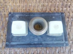 Veche călimară de birou din marmură și bronz, stil Art Deco