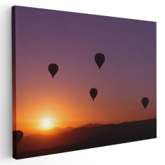 Tablou baloane cu aer cald la apus Tablou canvas pe panza CU RAMA 20x30 cm