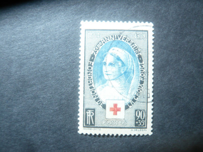 Serie 1 valoare Franta 1939 - 75 Ani Crucea Rosie , stampilat foto