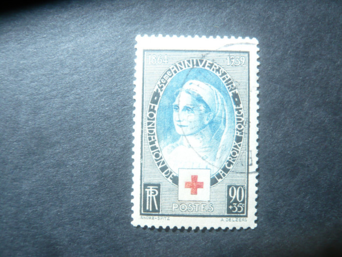 Serie 1 valoare Franta 1939 - 75 Ani Crucea Rosie , stampilat