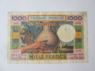 Raritate! Djibouti 1000 Francs 1974 bancnotă recondiționată,vedeți imaginile foto