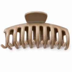 Cleste pentru par, bej inchis 10.9 x 4.5 cm, constructie solida din plastic rigid cu arc metalic, fixare confortabila pentru par mediu si lung