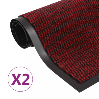 vidaXL Covoare ușă anti-praf, 2 buc., roșu, 90x150 cm, dreptunghiular foto
