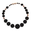 Colier Argint 925 placat aur roz, agat negru satinat, reglabil 45-50cm, Timeless, Made in Italy. Cutie cadou